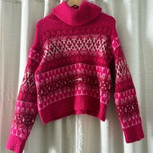 Universal Thread Red and Pink Cowl Neck Sweater